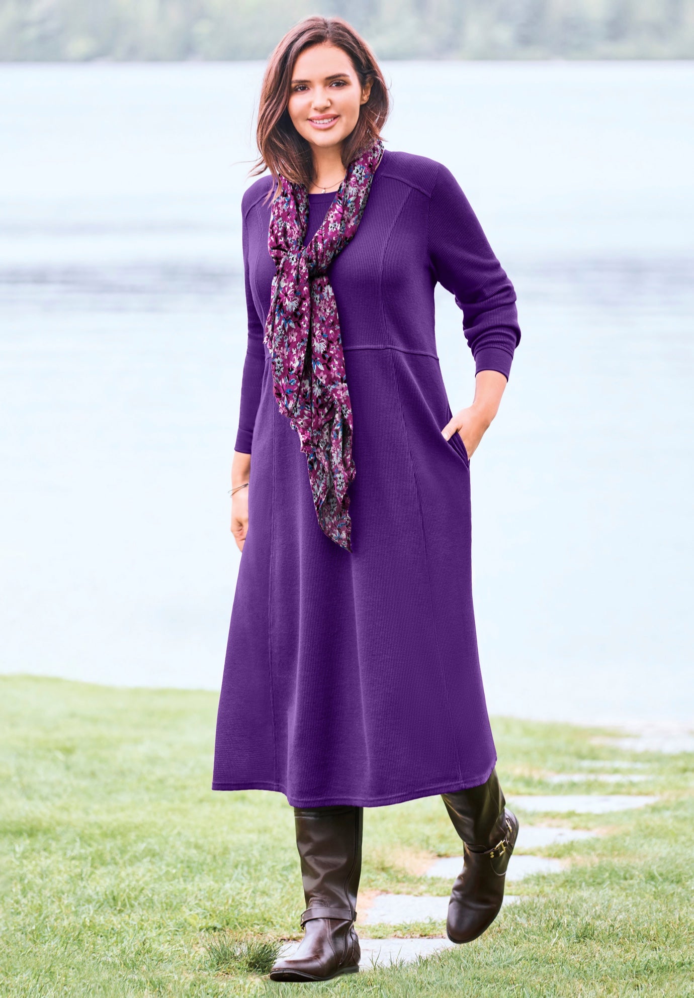 Thermal Knit A-Line Dress image number 0