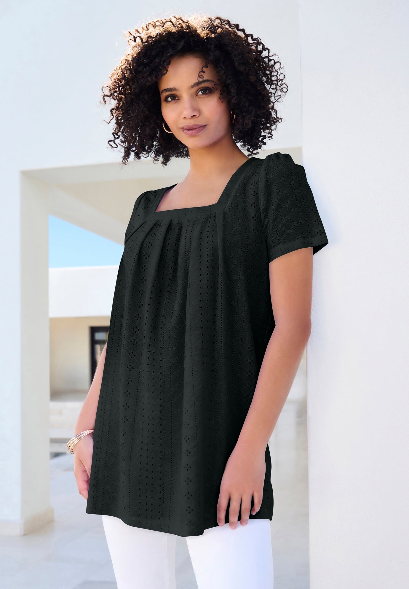 Square Neck Eyelet Tunic image number 0