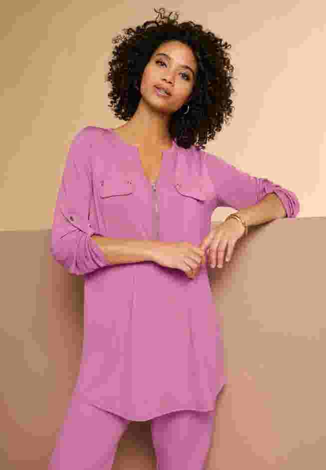 Zip Front Ultrasmooth® Fabric Tunic image number 0