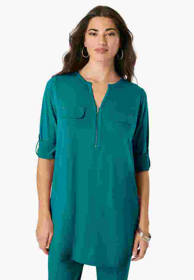 Zip Front Ultrasmooth® Fabric Tunic image number 1