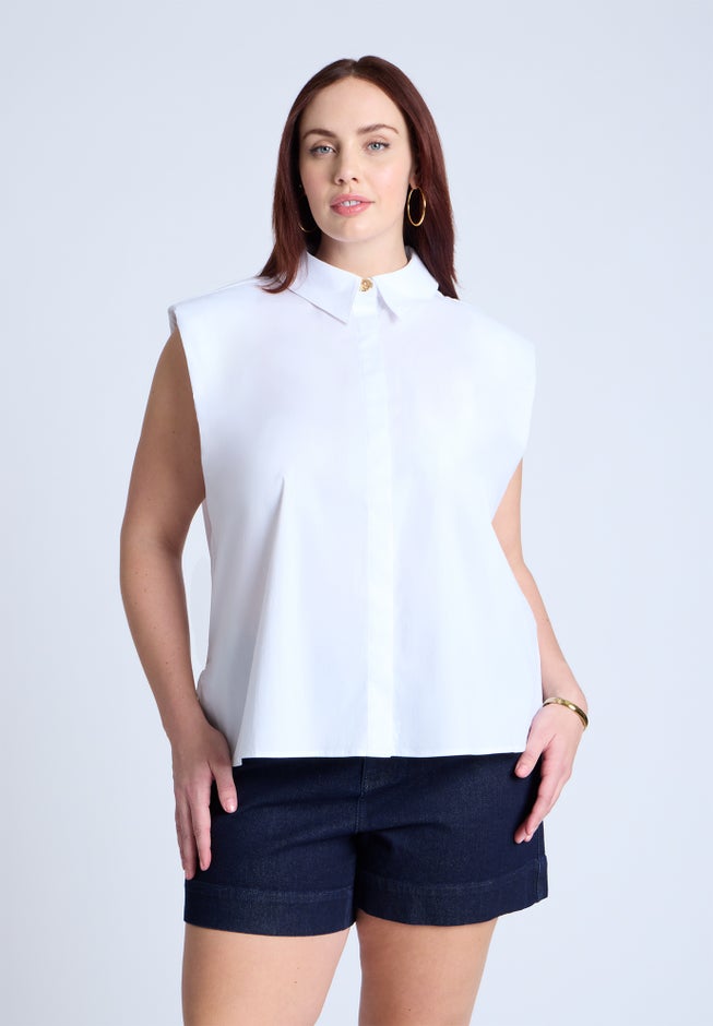 Strong Shoulder Collared Top image number 0