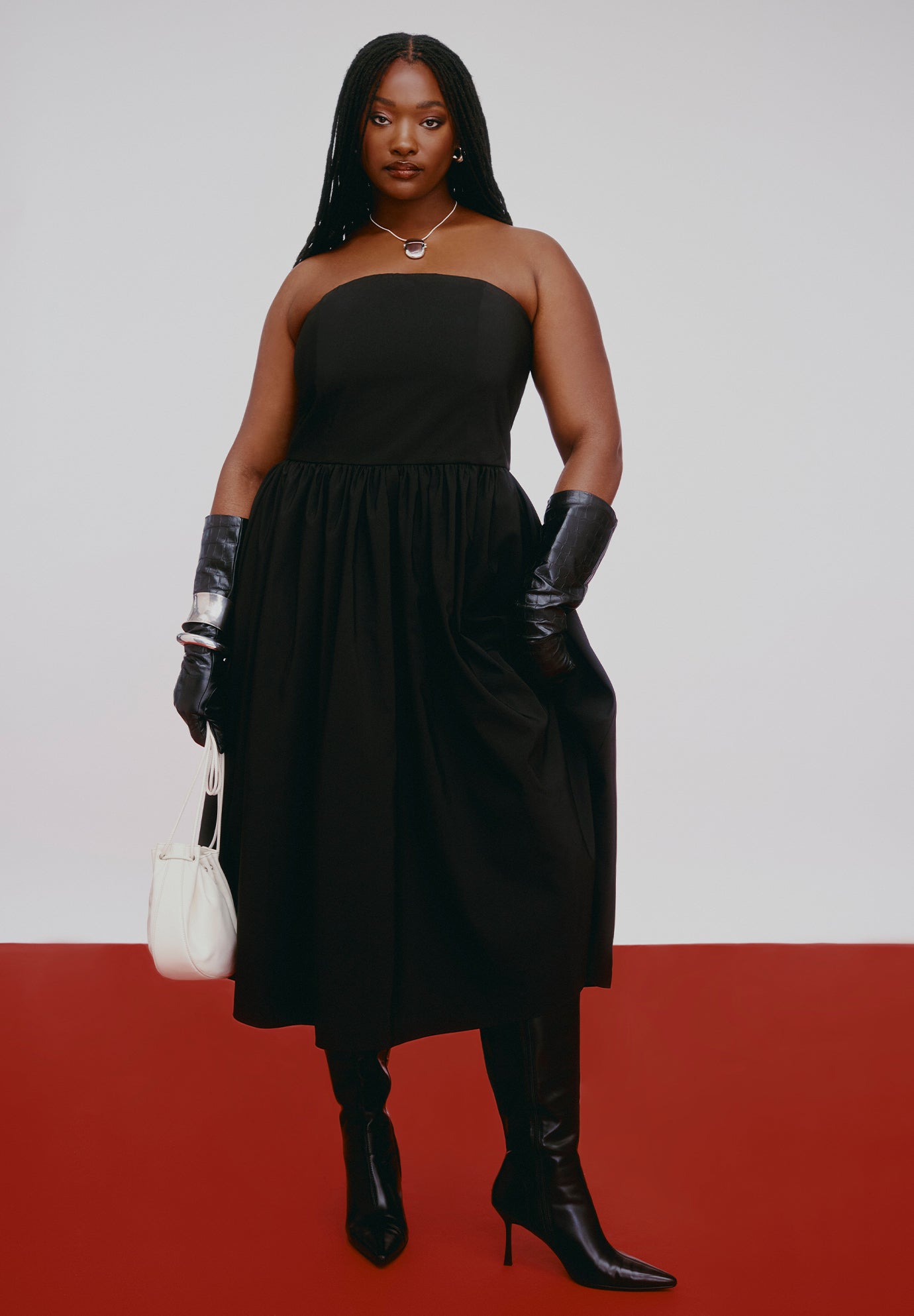  Strapless Flare Midi Dress image number 0