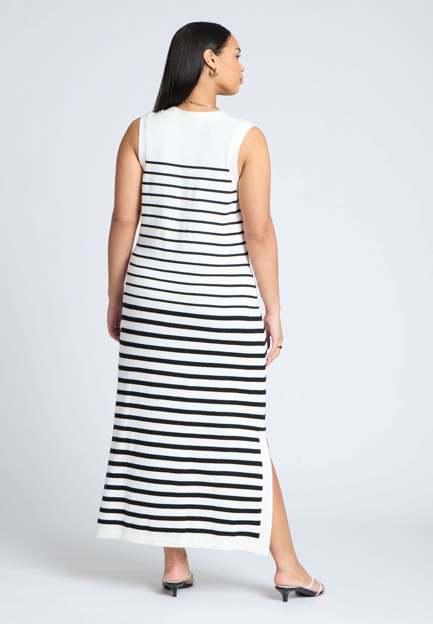 Striped Sleeveless Sweater Dress image number 1