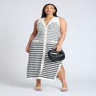 Striped Sleeveless Sweater Dress image number null