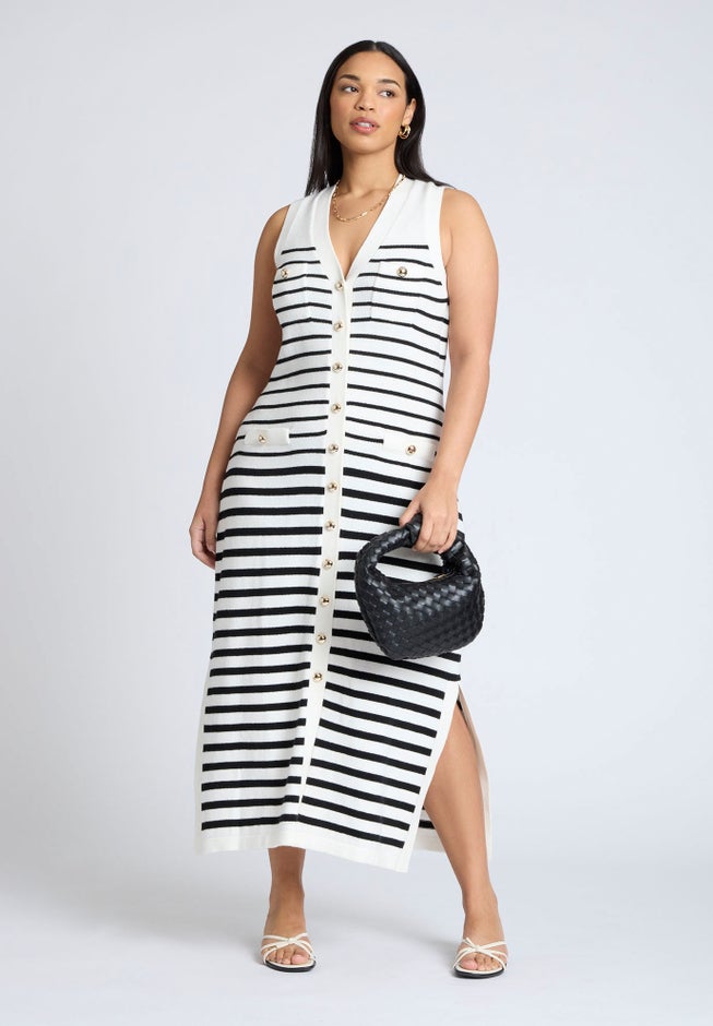 Striped Sleeveless Sweater Dress image number 2