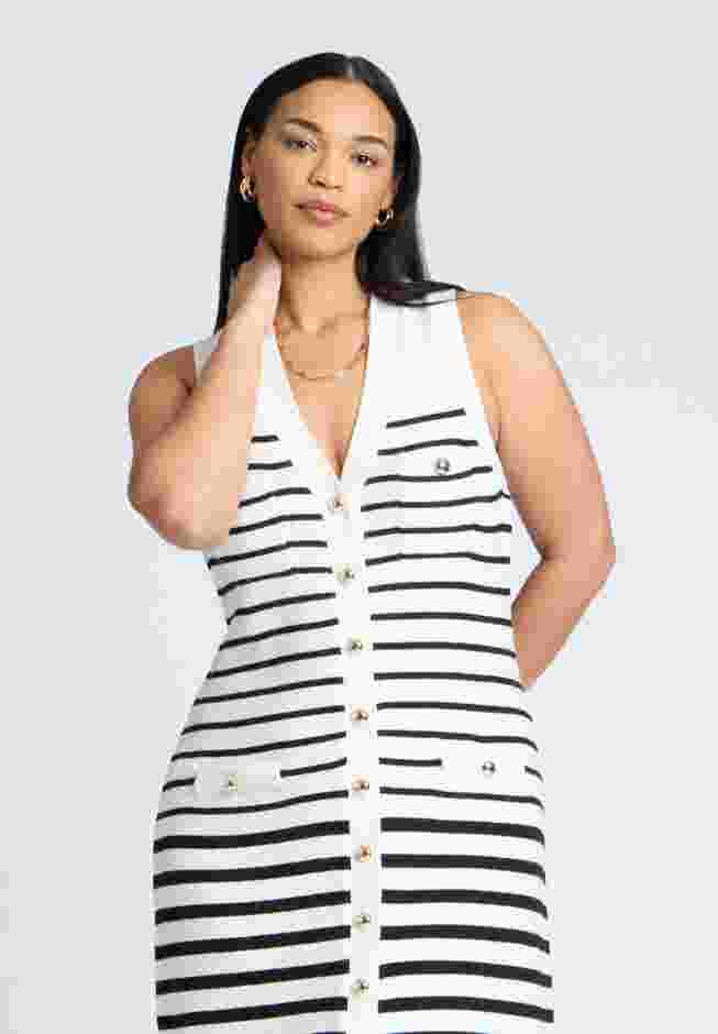 Striped Sleeveless Sweater Dress image number 3