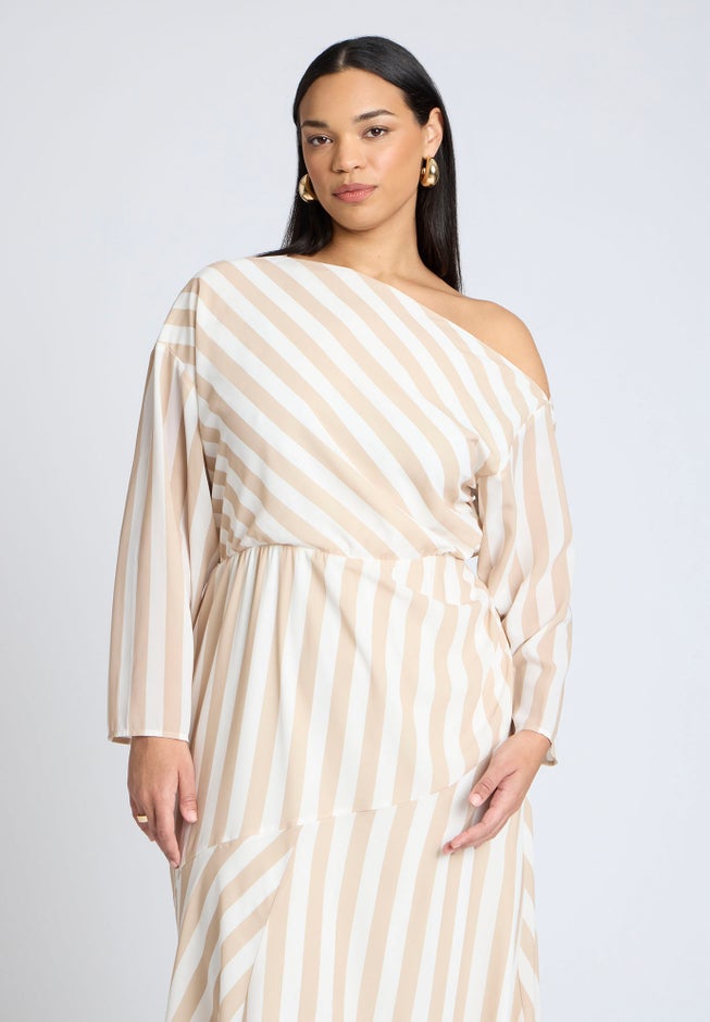 One Shoulder Stripe Asym Dress image number 2
