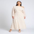 One Shoulder Stripe Asym Dress image number null