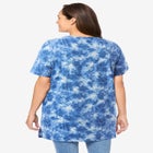 Perfect Printed Short-Sleeve Shirred V-Neck Tunic image number null