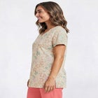 Perfect Printed Short-Sleeve Shirred V-Neck Tunic image number null