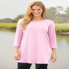 Perfect Printed Three-Quarter-Sleeve Scoopneck Tunic image number null