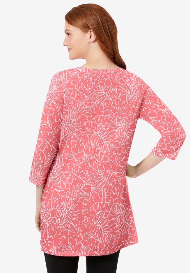 Perfect Printed Three-Quarter-Sleeve Scoopneck Tunic image number 1
