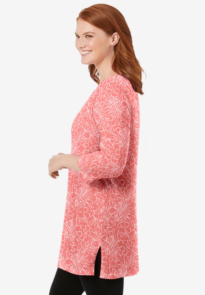 Perfect Printed Three-Quarter-Sleeve Scoopneck Tunic image number 2