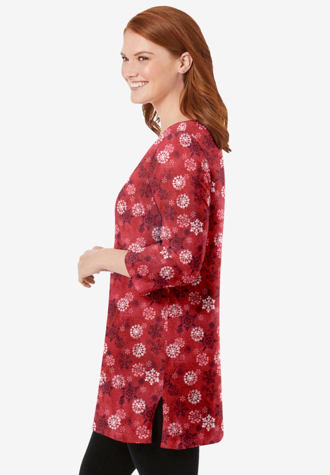 Perfect Printed Three-Quarter-Sleeve Scoopneck Tunic image number 2