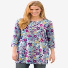 Perfect Printed Three-Quarter-Sleeve Scoopneck Tunic image number 0