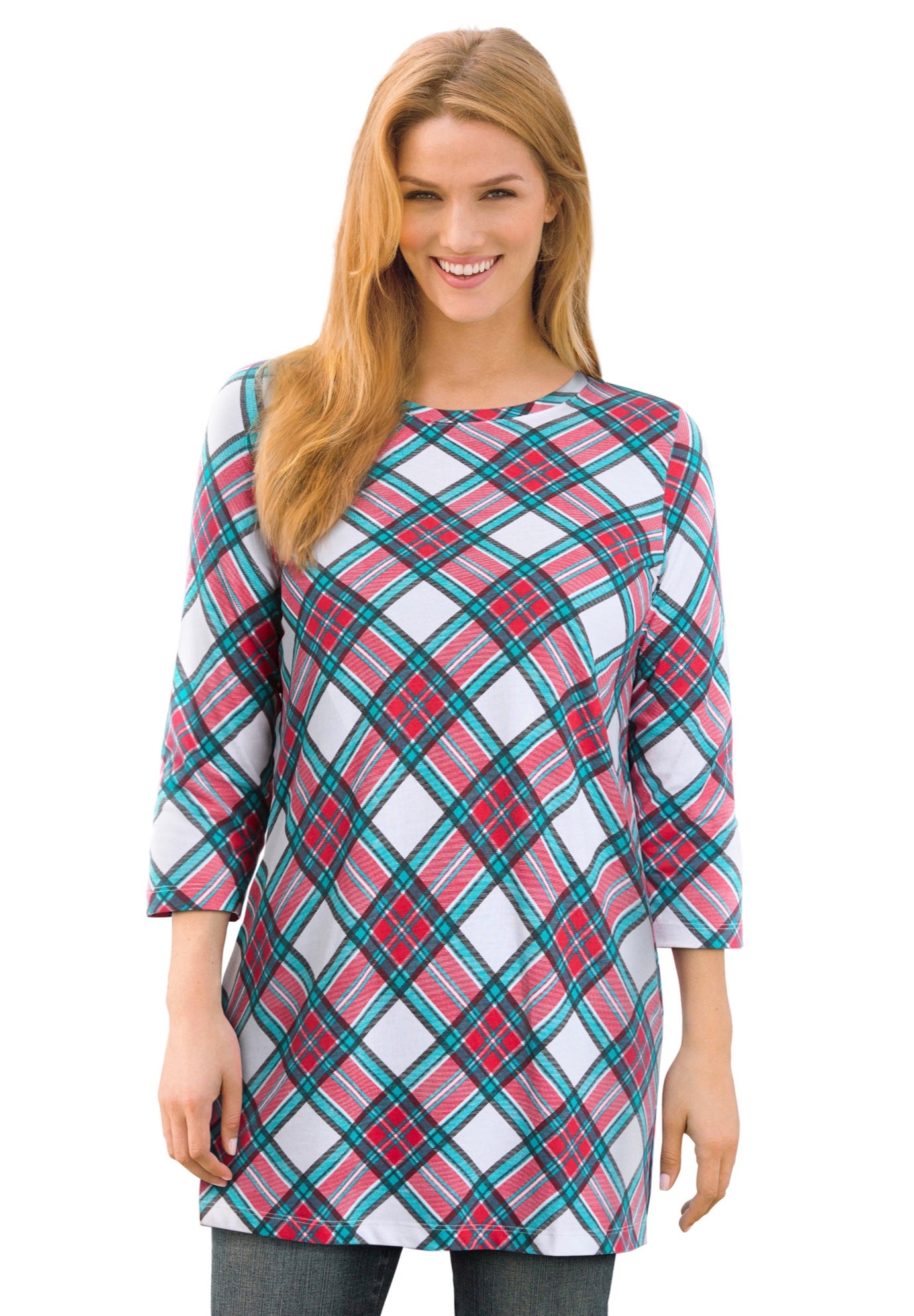 Perfect Printed Three-Quarter-Sleeve Scoopneck Tunic image number 0