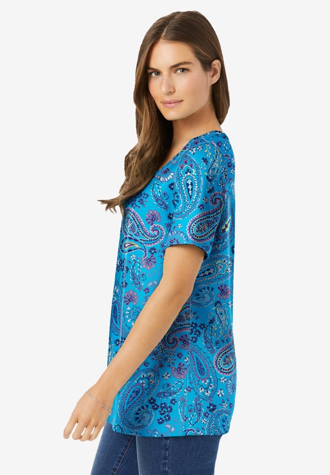 Perfect Printed Short-Sleeve Scoopneck Tee image number 2