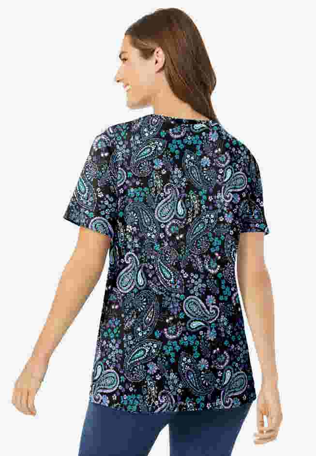 Perfect Printed Short-Sleeve Scoopneck Tee image number 1