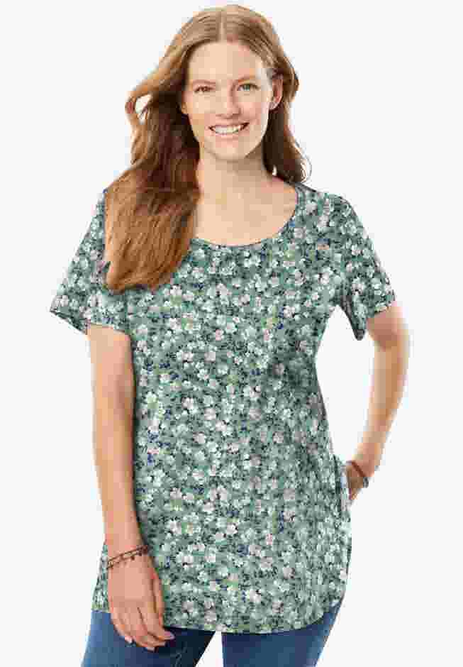 Perfect Printed Short-Sleeve Scoopneck Tee image number 0