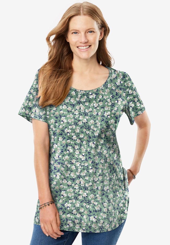 Perfect Printed Short-Sleeve Scoopneck Tee image number 0