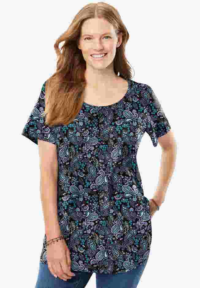 Perfect Printed Short-Sleeve Scoopneck Tee image number 0