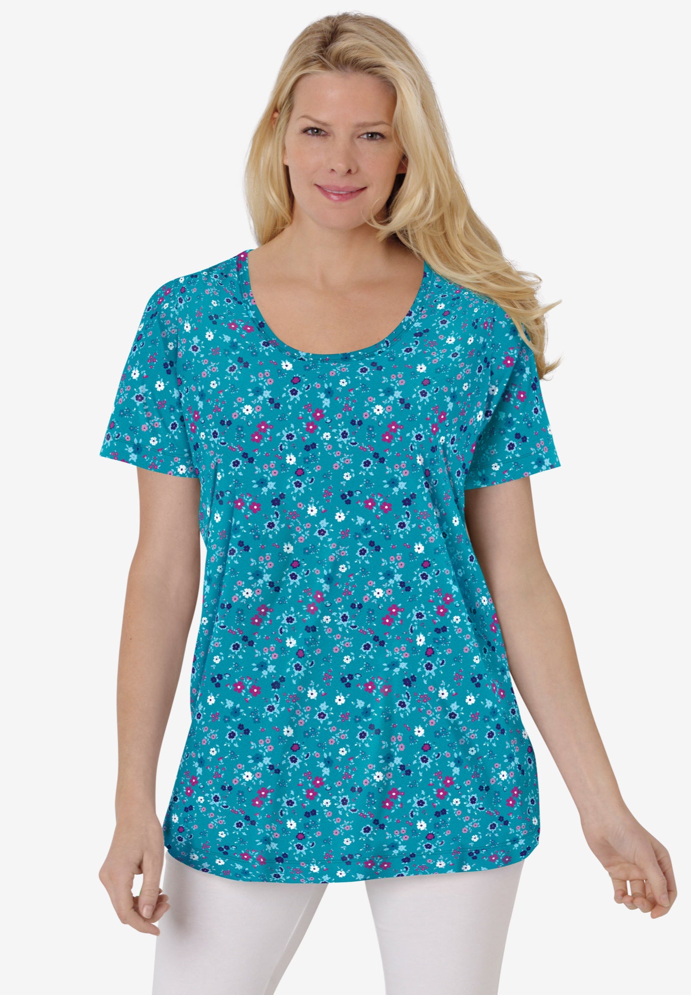 Perfect Printed Short-Sleeve Scoopneck Tee image number 0