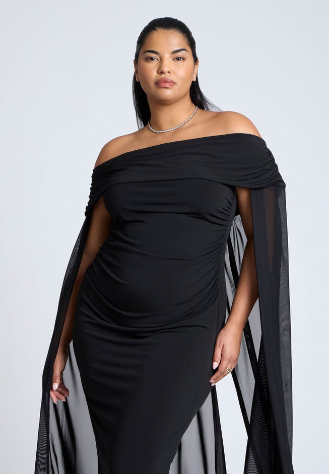 Off The Shoulder Cape Gown image number 2
