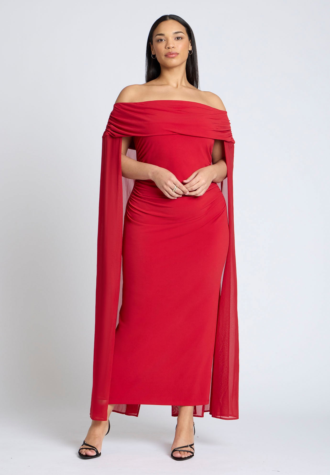 Off The Shoulder Cape Gown image number 1