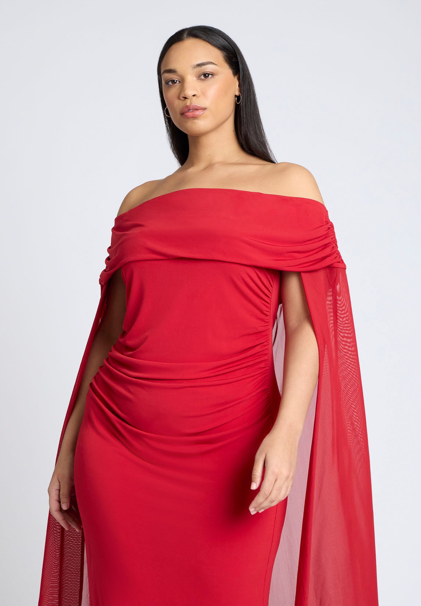Off The Shoulder Cape Gown image number 4