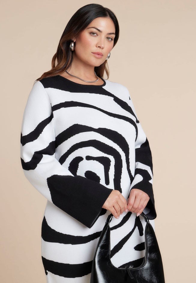  Intarsia Long Sleeve Dress image number 2