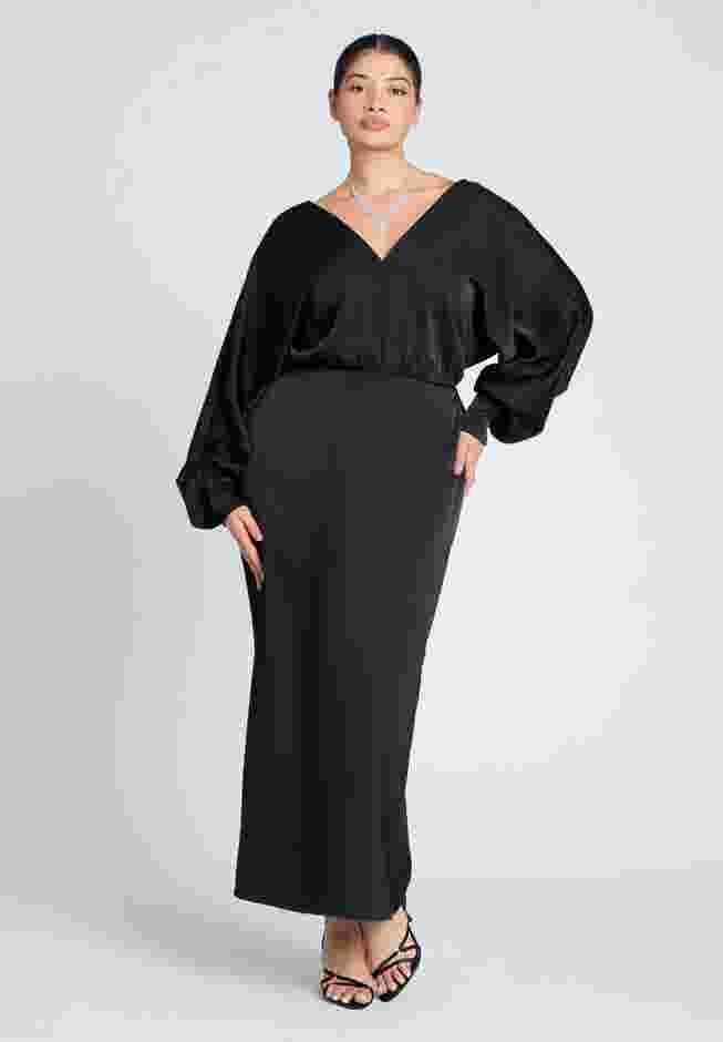 Dramatic Sleeve Satin Column Dress image number 0