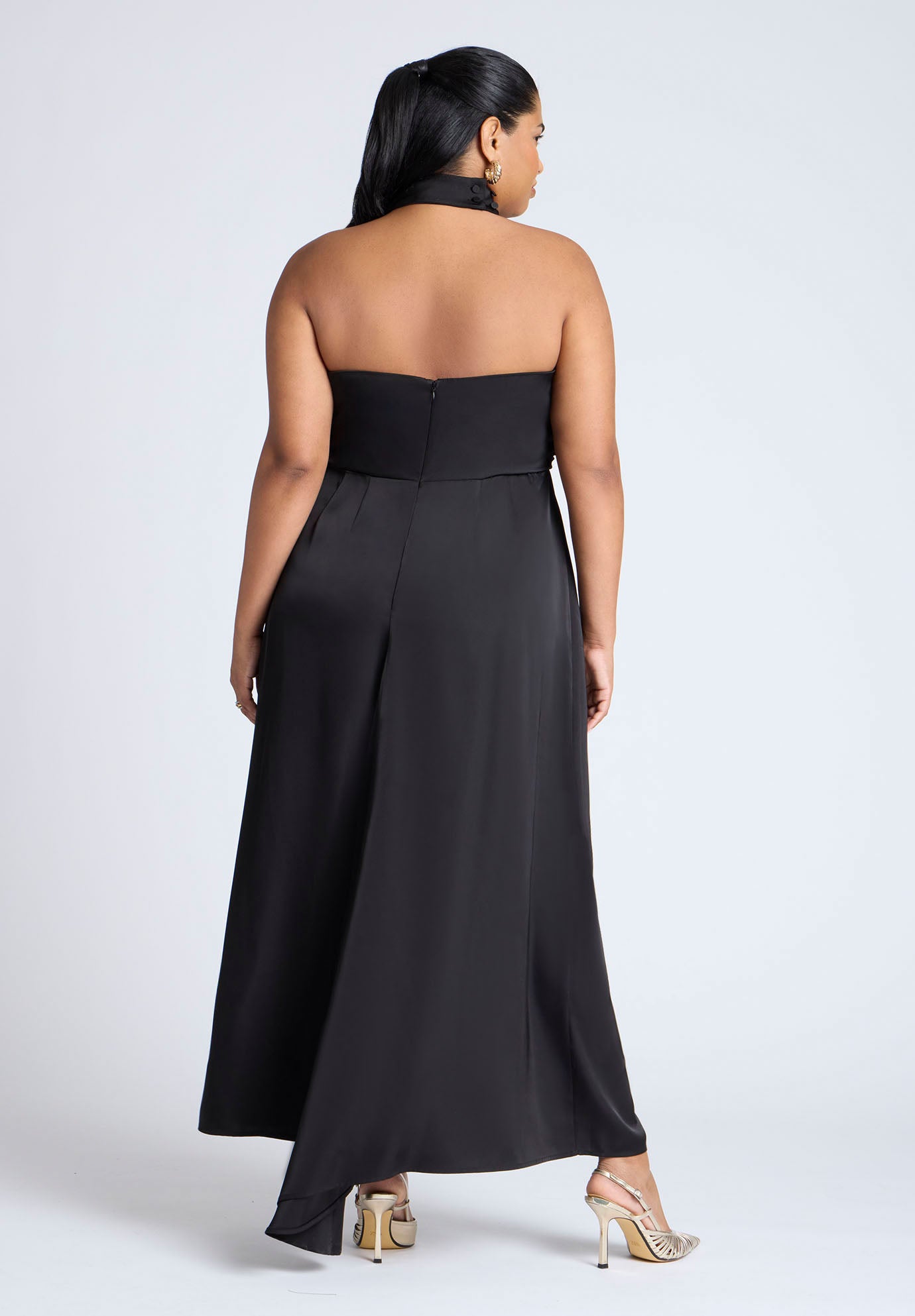 Halter Neck Satin Maxi Dress image number 1