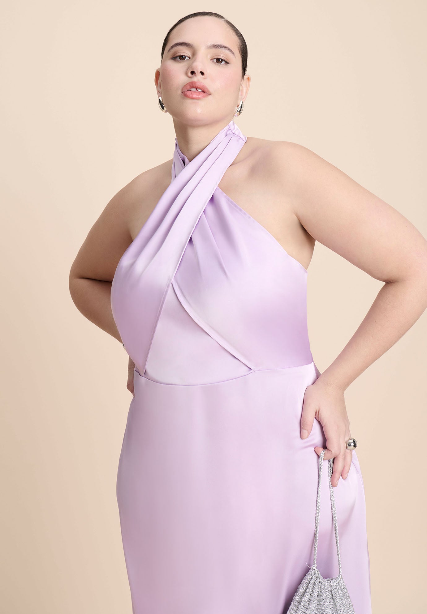 Halter Neck Satin Maxi Dress image number 2