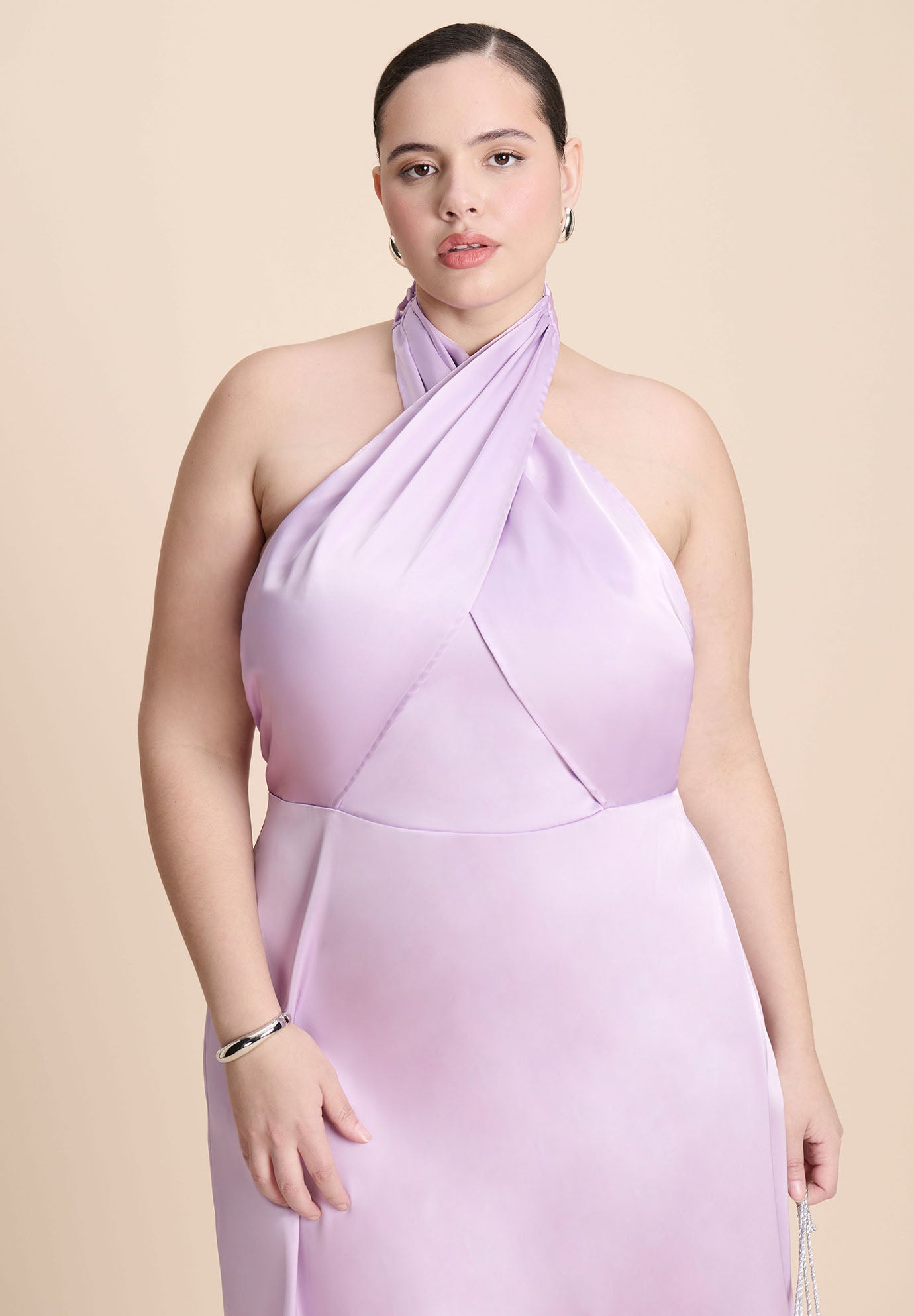 Halter Neck Satin Maxi Dress image number 3