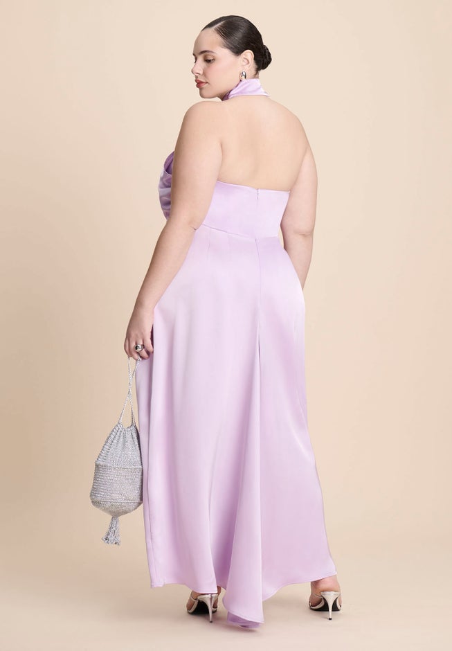 Halter Neck Satin Maxi Dress image number 4
