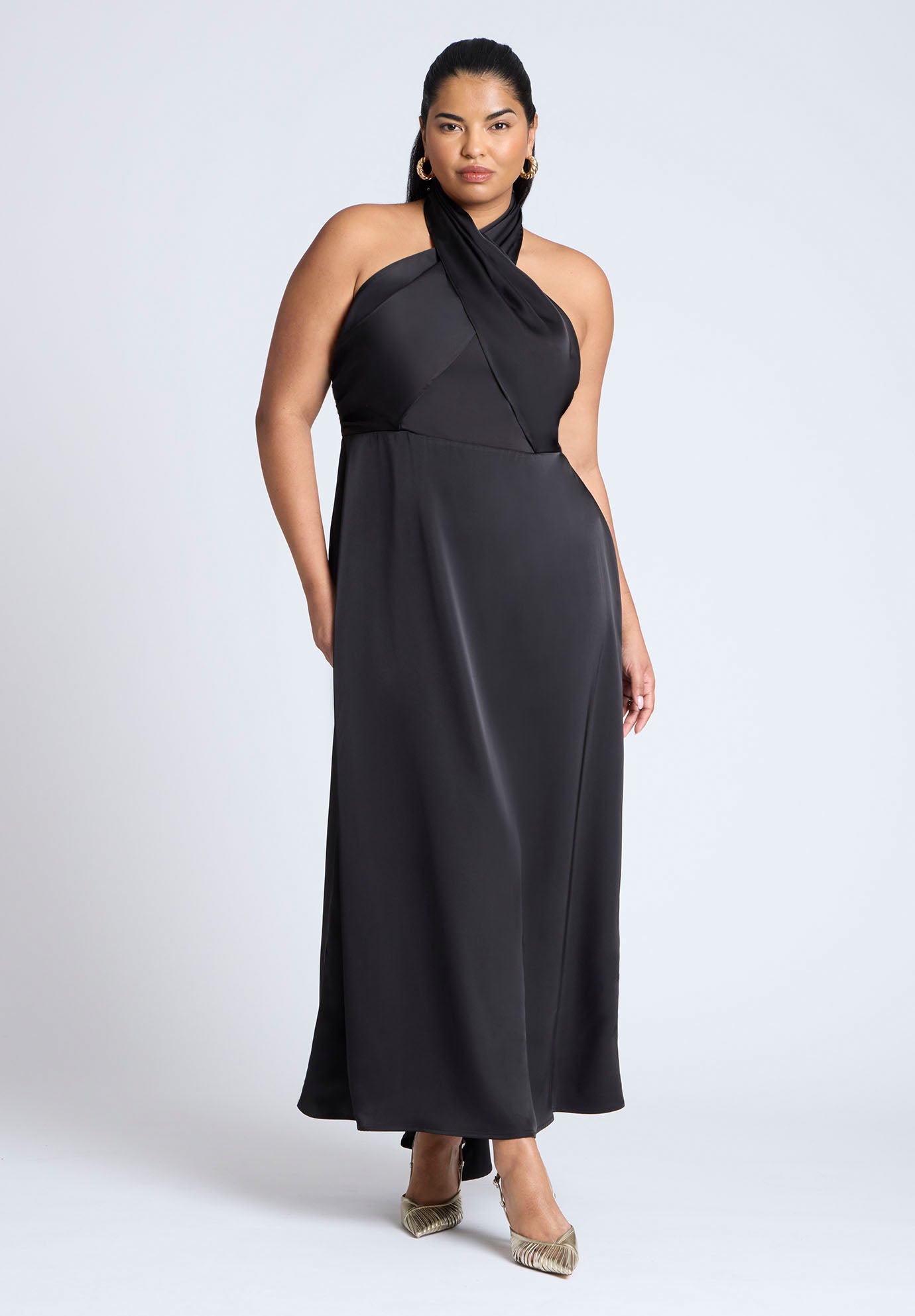 Halter Neck Satin Maxi Dress image number 0