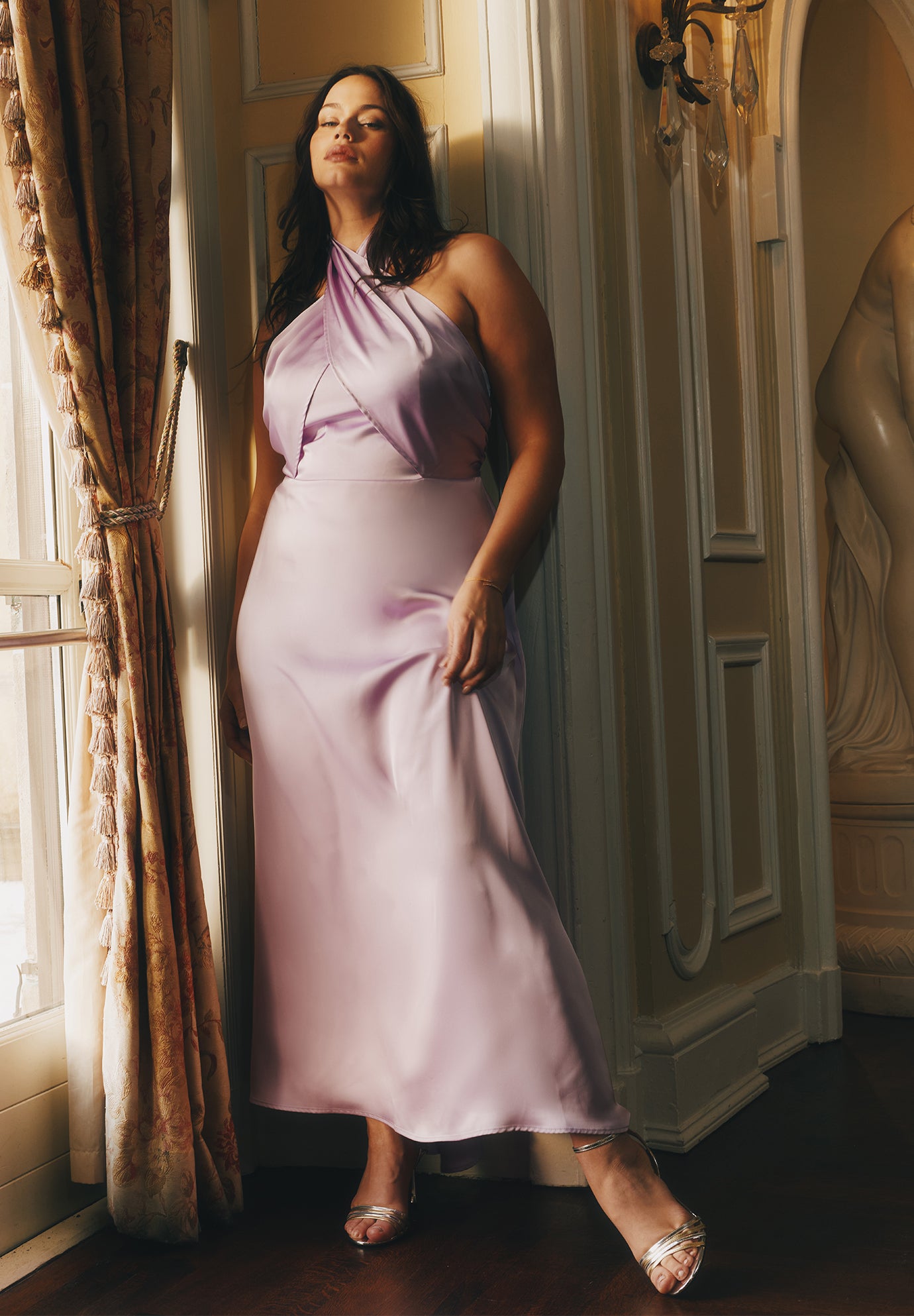 Halter Neck Satin Maxi Dress image number 0
