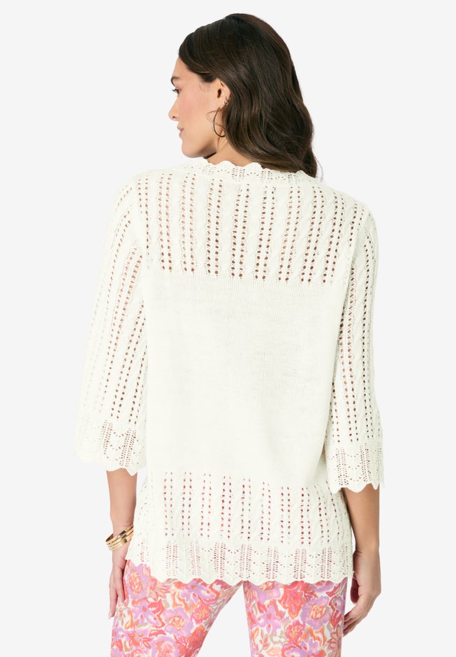 Pointelle Pullover Sweater image number 1