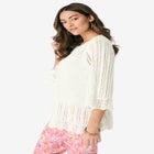 Pointelle Pullover Sweater image number null