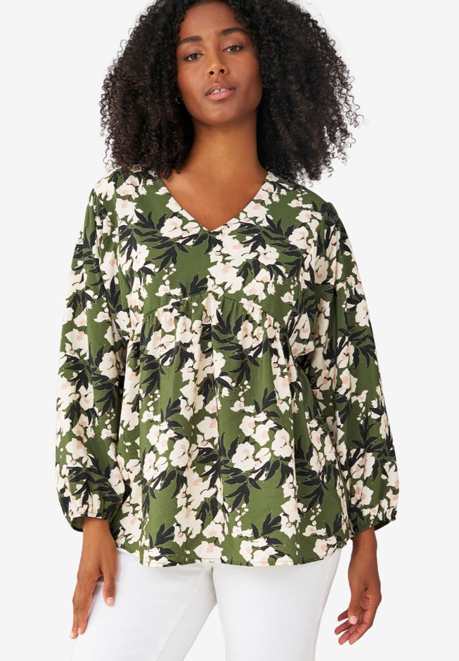 V-Neck Tunic with Diagonal Empire Seam image number 0