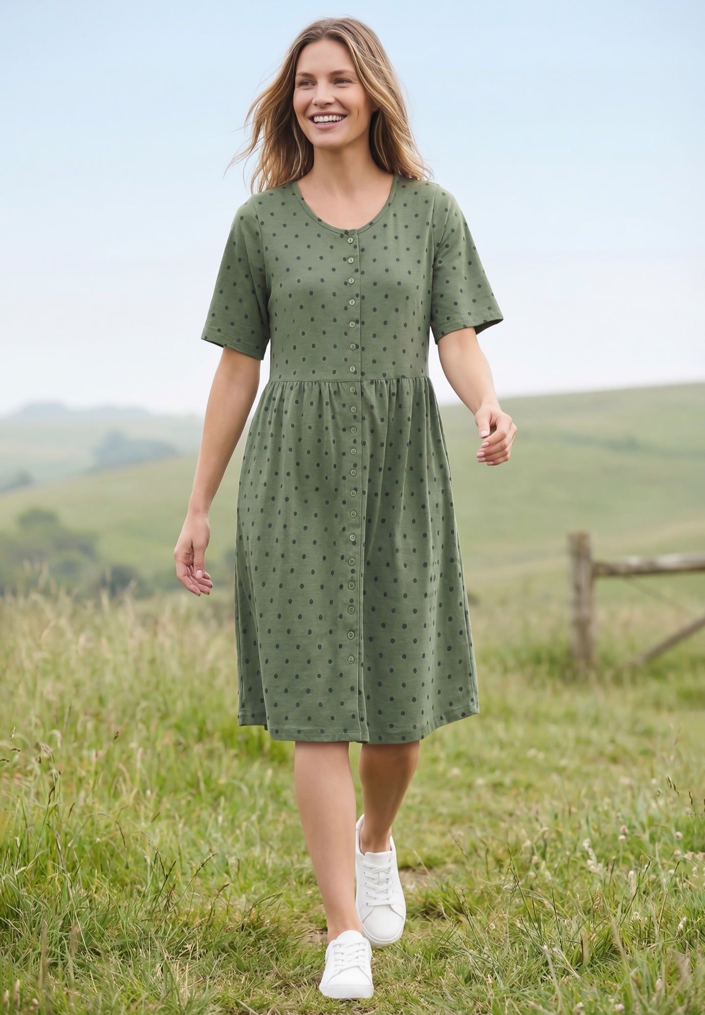 Button-Front Short Essential Dress image number 0