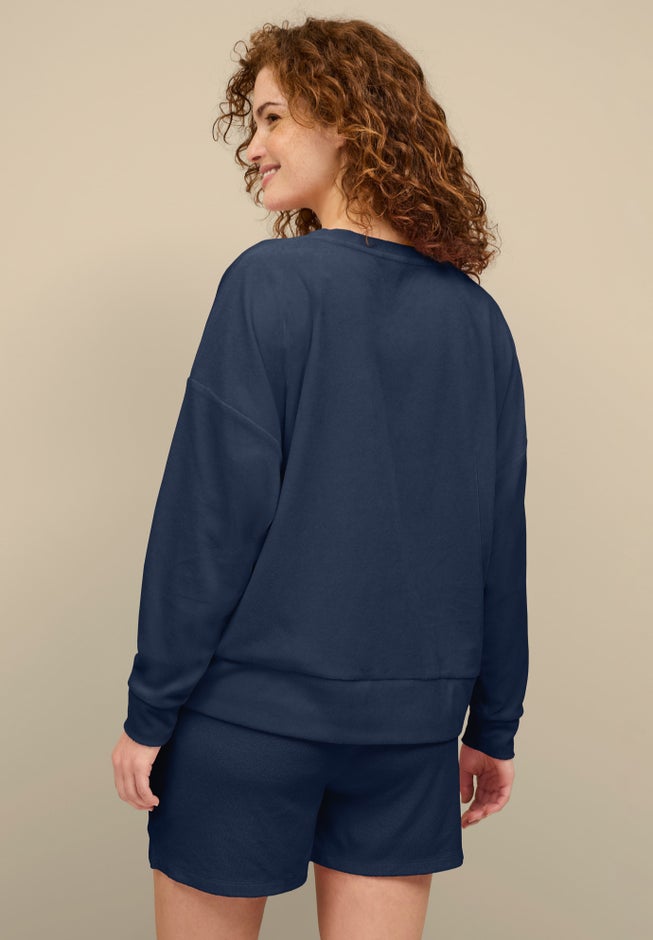 Ellos Studio Terry Cloth Relaxed Scoopneck Sweatshirt image number 1
