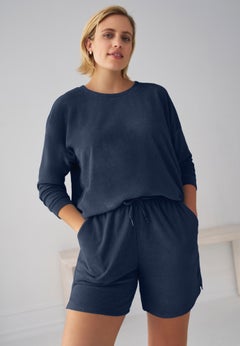 Ellos Studio Terry Cloth Relaxed Scoopneck Sweatshirt