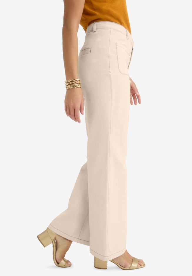 Contrast Stitch Wide Leg Jean image number 2