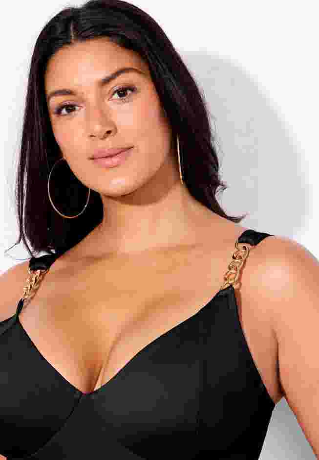 Chain Accent Underwire One Piece Swimsuit image number 4