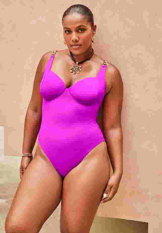 Chain Accent Underwire One Piece Swimsuit image number 0