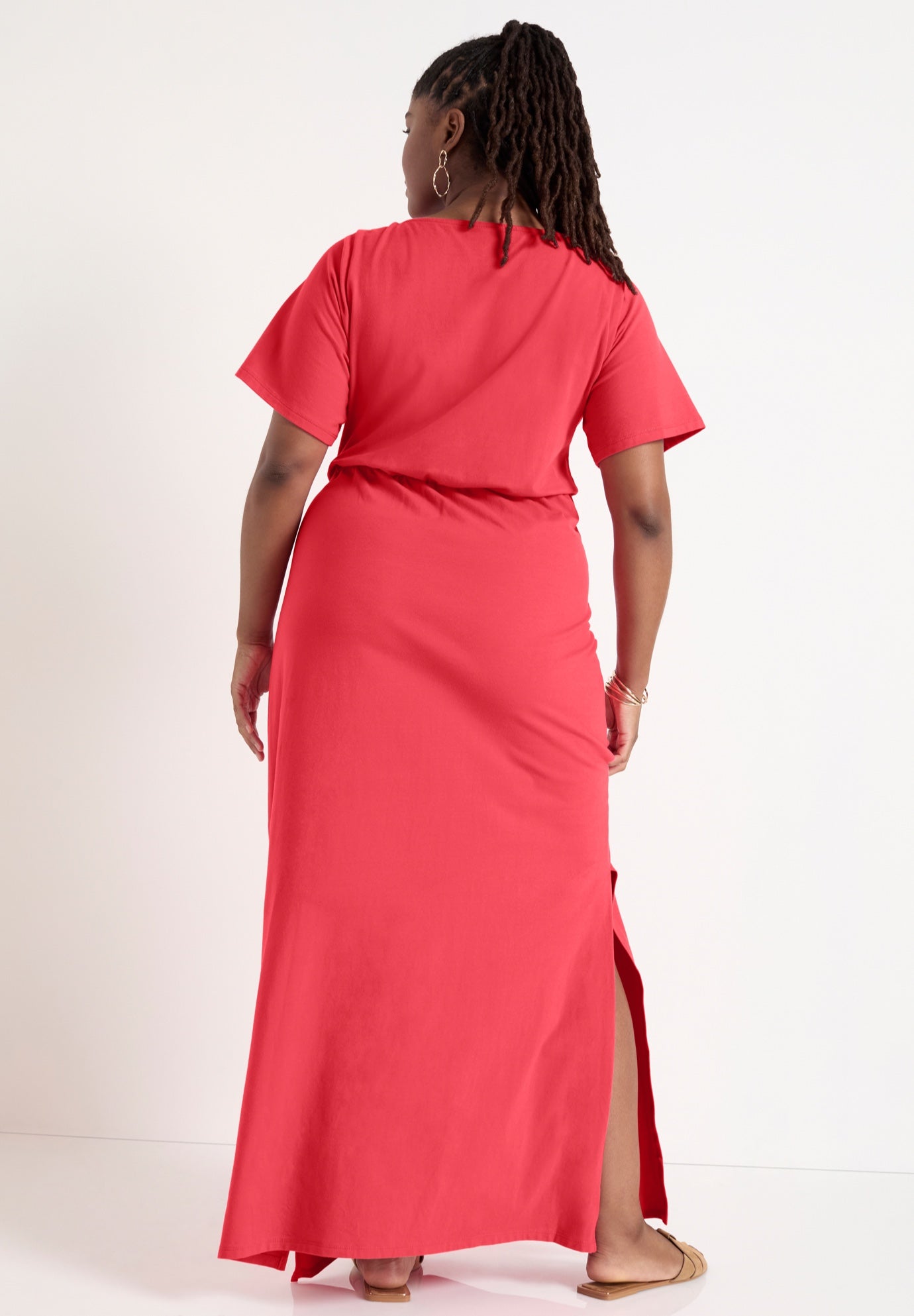Boatneck Gathered Maxi Dress image number 1