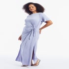 Boatneck Gathered Maxi Dress image number null