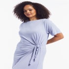 Boatneck Gathered Maxi Dress image number null