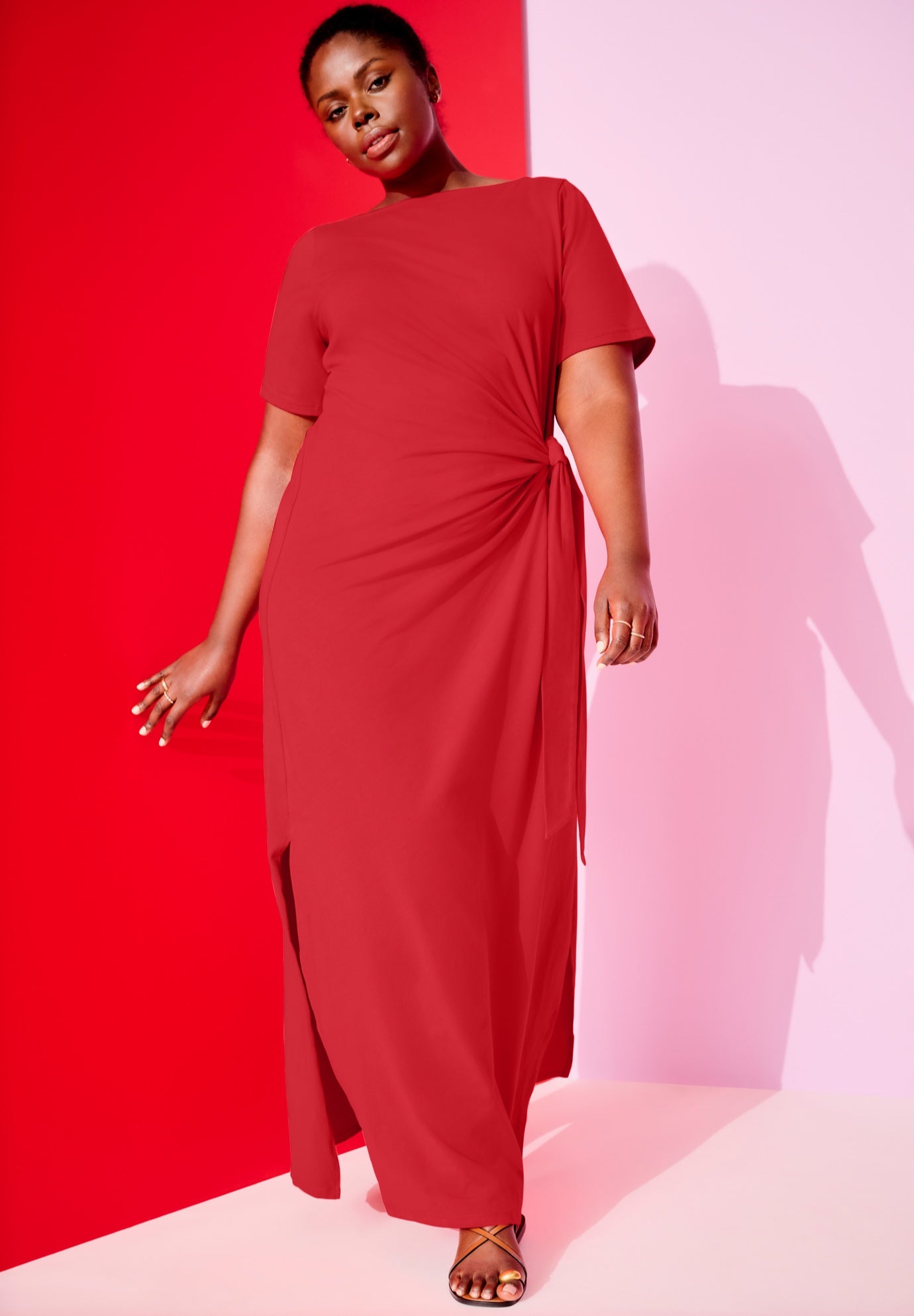 Boatneck Gathered Maxi Dress image number 0